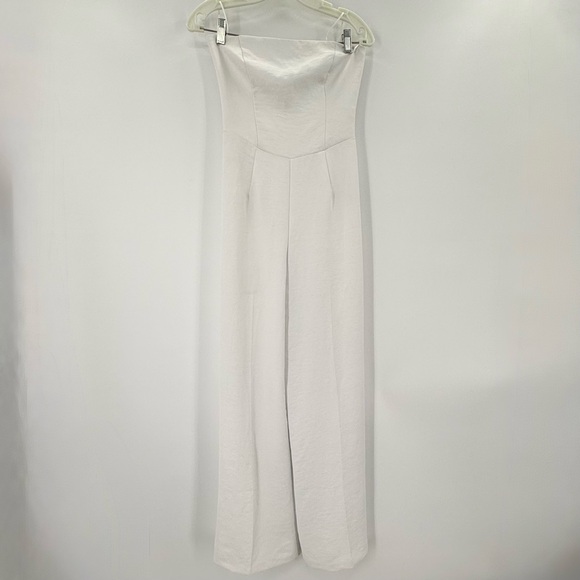 Abercrombie & Fitch Strapless Wide Leg Jumpsuit Linen Bridal Coastal S - Picture 2 of 7